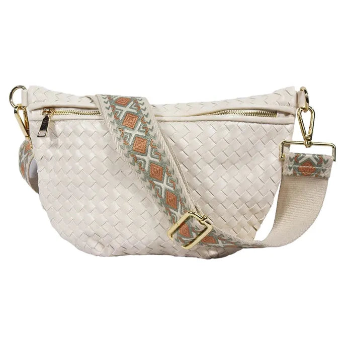 Light Gray Fiona Woven Bum Bag Whimsy & Wonder Boutique