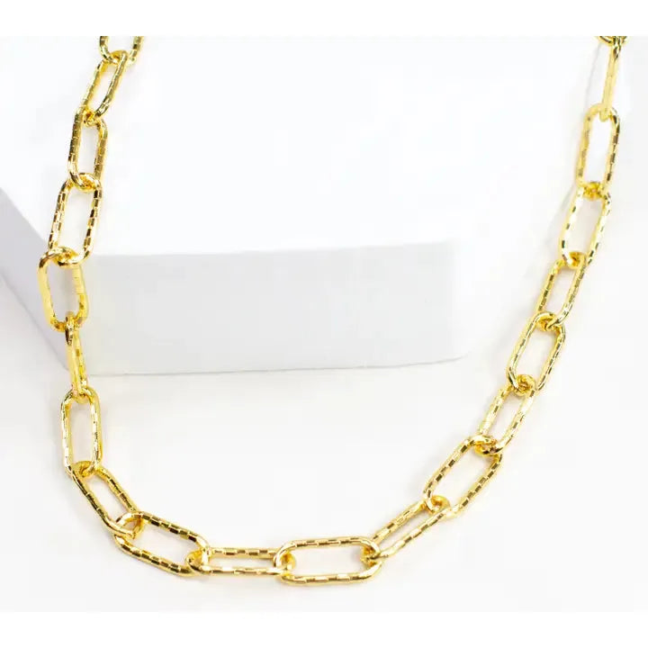 White Smoke Gold Checker Chain Link Necklace Whimsy & Wonder Boutique