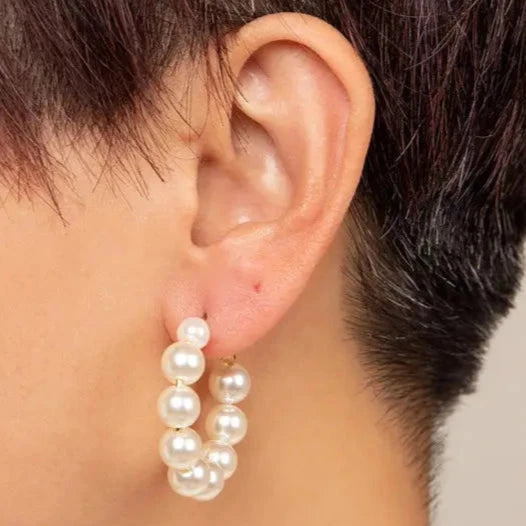 Chunky Pearl Hoop Earring