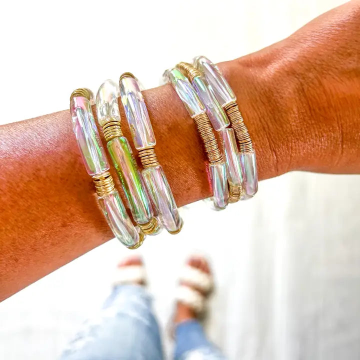 Metallic Acrylic Bamboo Bracelet