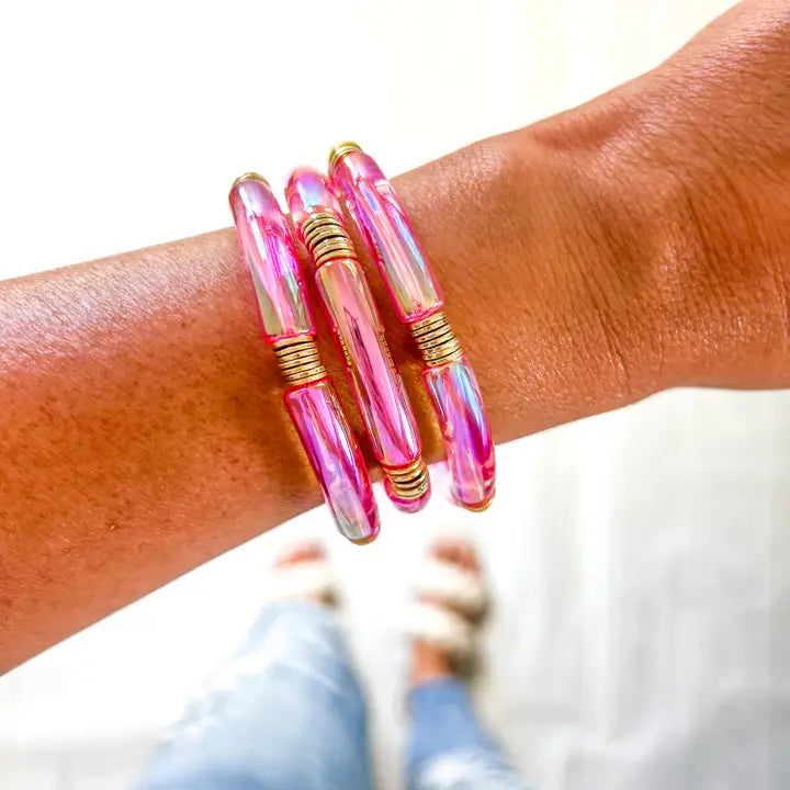 Metallic Acrylic Bamboo Bracelet