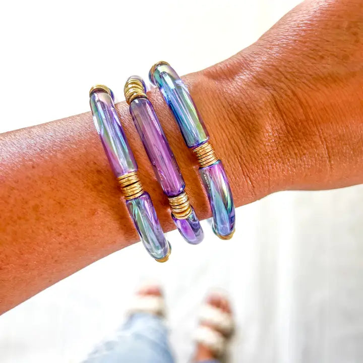 Metallic Acrylic Bamboo Bracelet