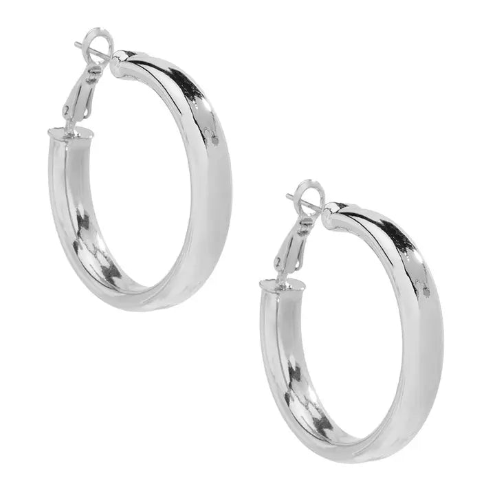 Medium Flat Metal Hoop Earring