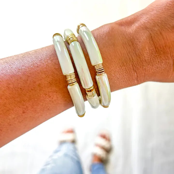 Metallic Acrylic Bamboo Bracelet