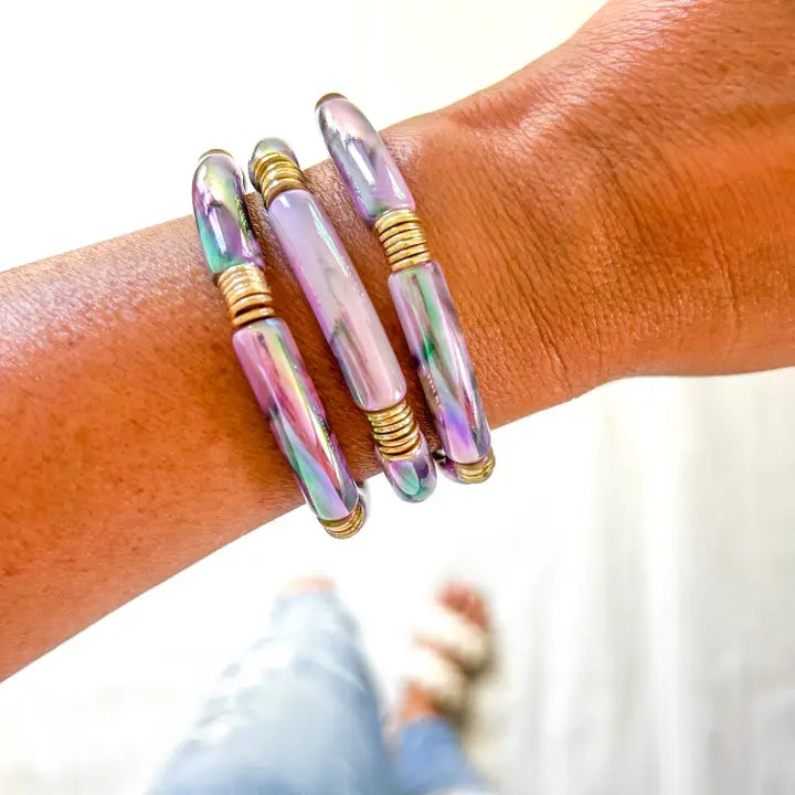 Metallic Acrylic Bamboo Bracelet