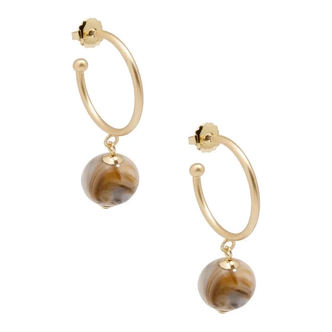 Tan Marbled Bead Hoop Earring Whimsy & Wonder Boutique, LLC