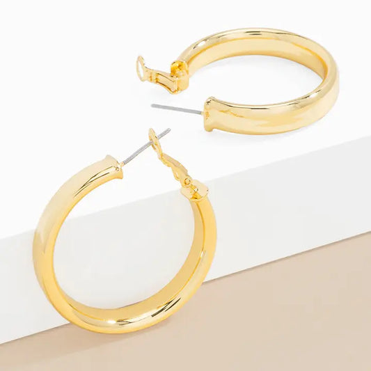 Medium Flat Metal Hoop Earring