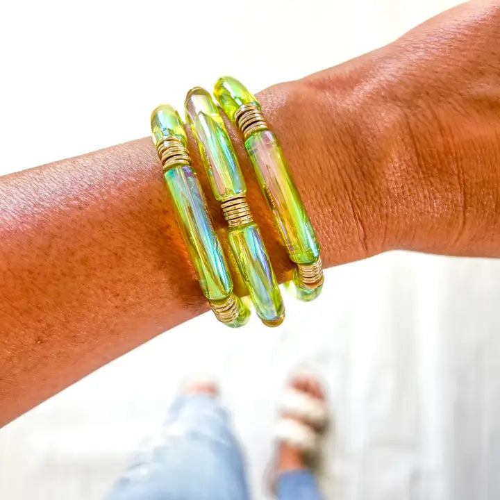 Metallic Acrylic Bamboo Bracelet