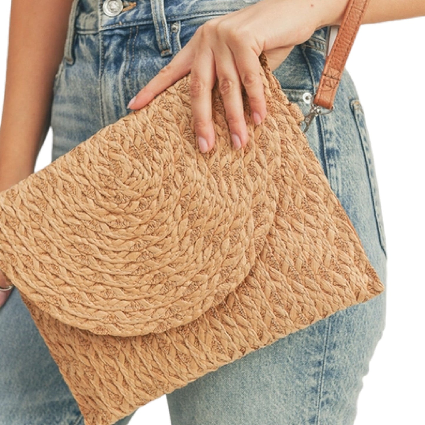 Straw Crossbody Clutch Bag