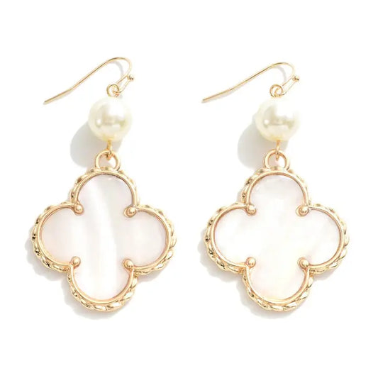 Mother of Pearl Clover Drop Earring