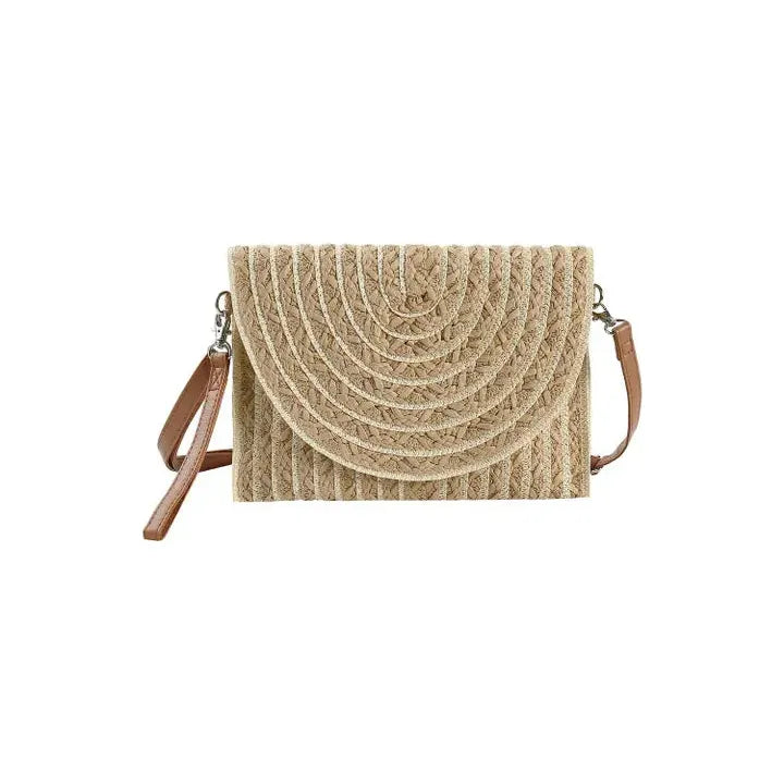 Rosy Brown Straw Striped Clutch Bag Whimsy & Wonder Boutique