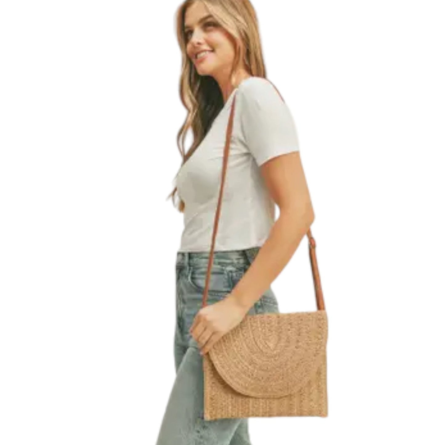 Straw Crossbody Clutch Bag