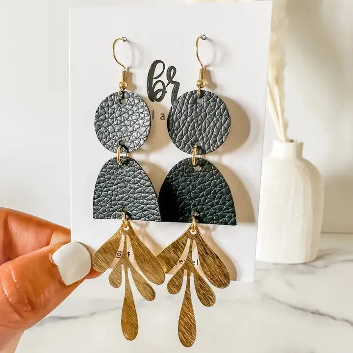 Light Gray Kensington Leather Earring Whimsy & Wonder Boutique, LLC