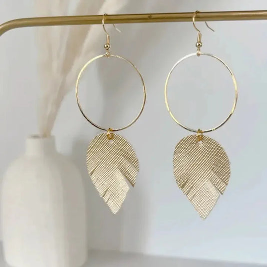 Gray Lyndsey Leather Earring Whimsy & Wonder Boutique, LLC