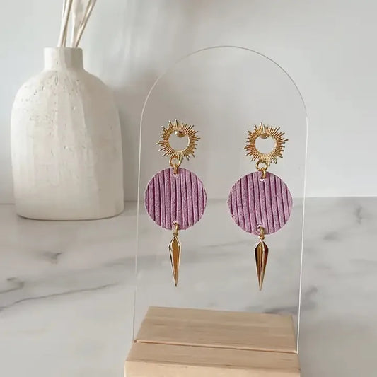 Gray Stephanie Leather Earring Whimsy & Wonder Boutique, LLC