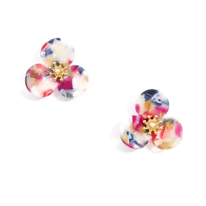 Tortoise Lotus Stud Earring