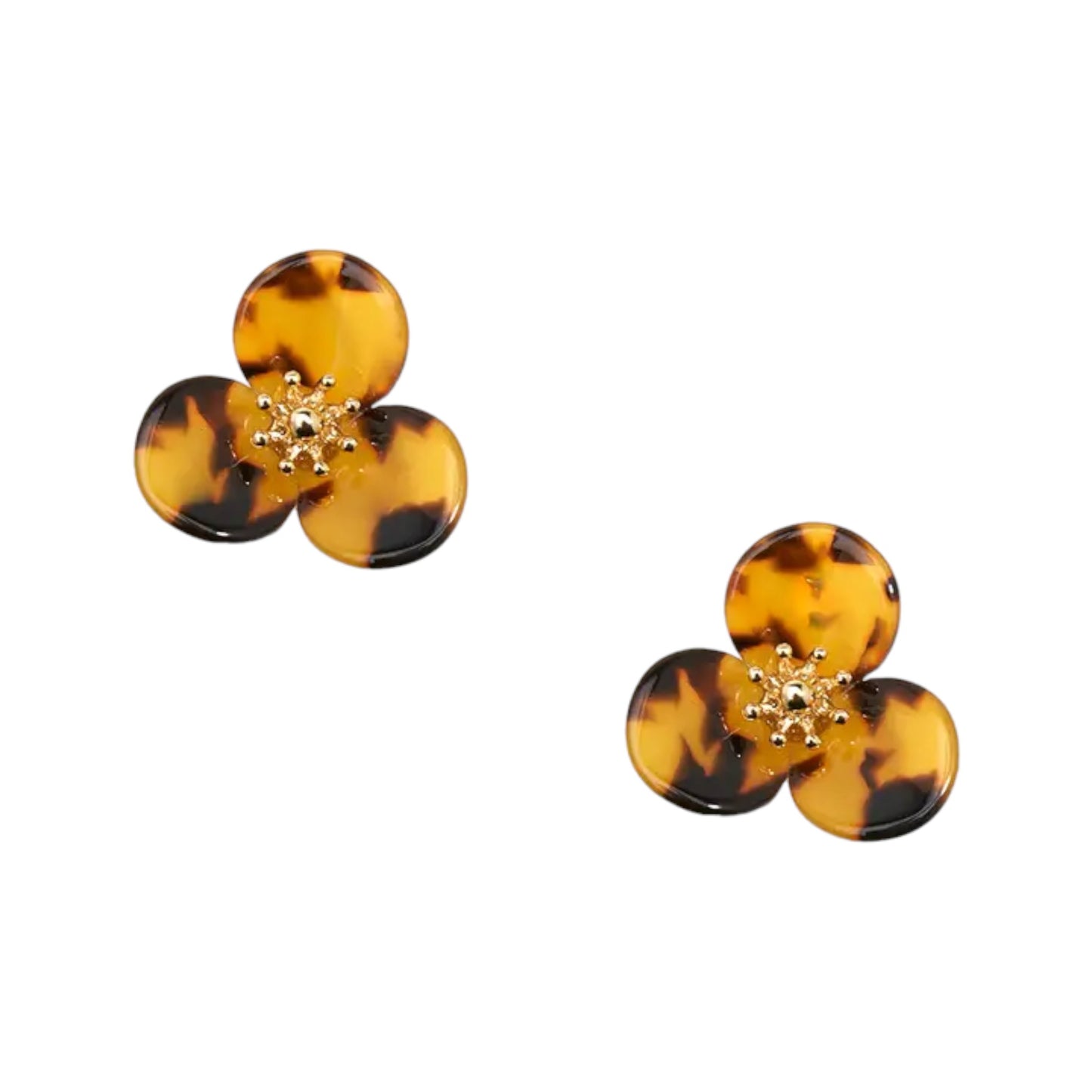 Tortoise Lotus Stud Earring