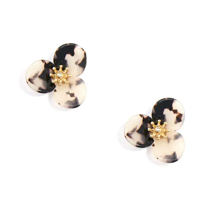 Tortoise Lotus Stud Earring