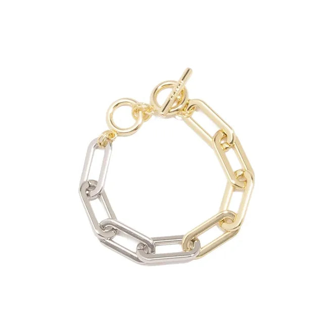 Light Gray Two-Tone Cable Link Bracelet Whimsy & Wonder Boutique, LLC