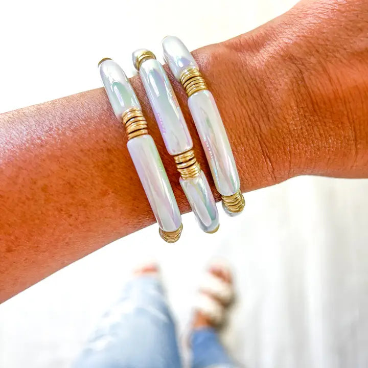 Metallic Acrylic Bamboo Bracelet